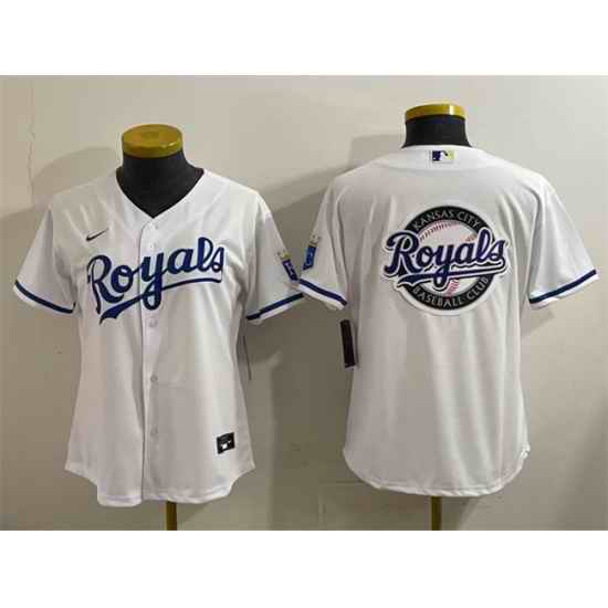 Women Kansas City Royals Team Big Logo White Cool Base Stitched Jersey