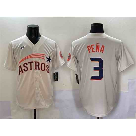 Men Houston Astros 3 Jeremy Pena Cream Throwoperstown Collection Limited Stitched Baseball Jerseyback Co