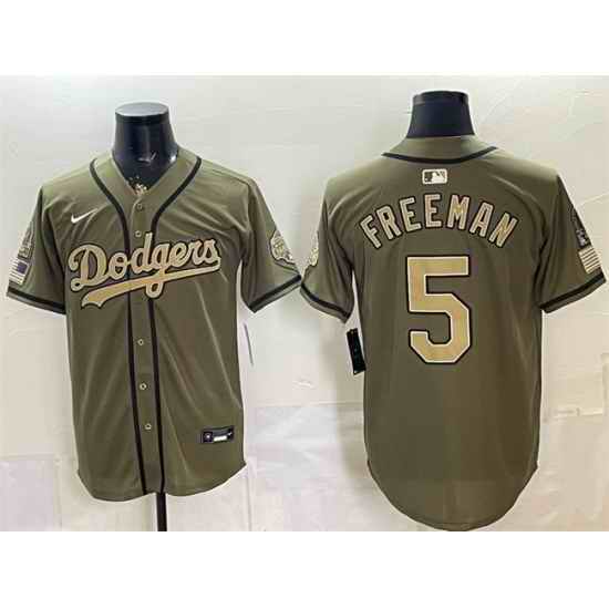Men Los Angeles Dodgers  5 Freddie Freeman Olive 2026 Armed Forces Day Stitched Baseball Jersey