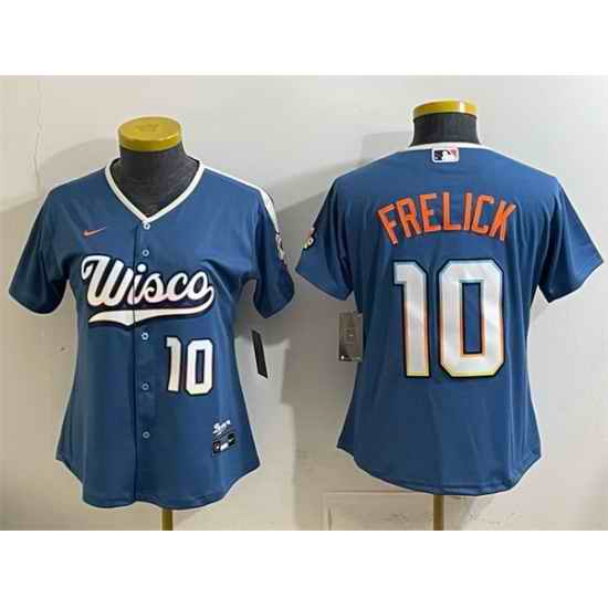 Youth Milwaukee Brewers 10 Sal Frelick Mineral Blue 2026 City Connect Stadium Stitched Baseball Jersey