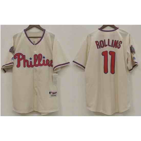 Men Philadelphia Phillies Jimmy Rollins #11 MLB Jersey 2008 World Series Jersey