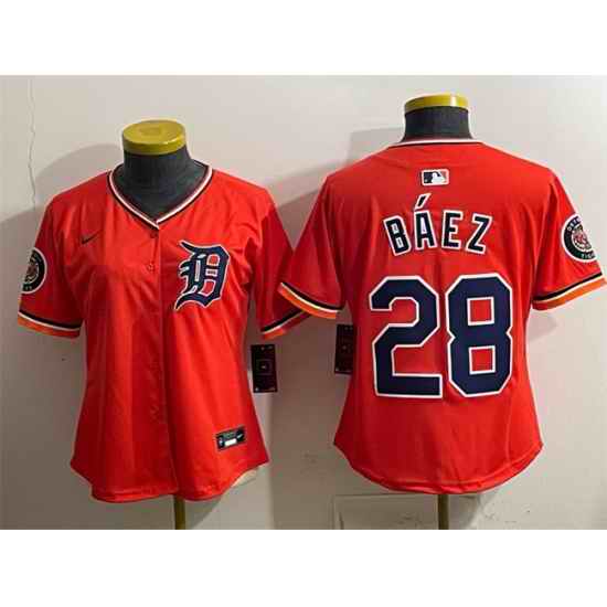 Youth Detroit Tigers  28 Javier B%C3%A1ez Orange 2026 Alternate Vapor Premier Limited Stitched Baseball Jersey