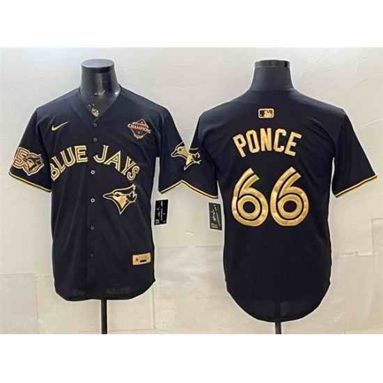 Men Toronto Blue Jays  66 Cody Ponce Black Gold 2025 American League Champions Limited Stitched Baseball Jersey