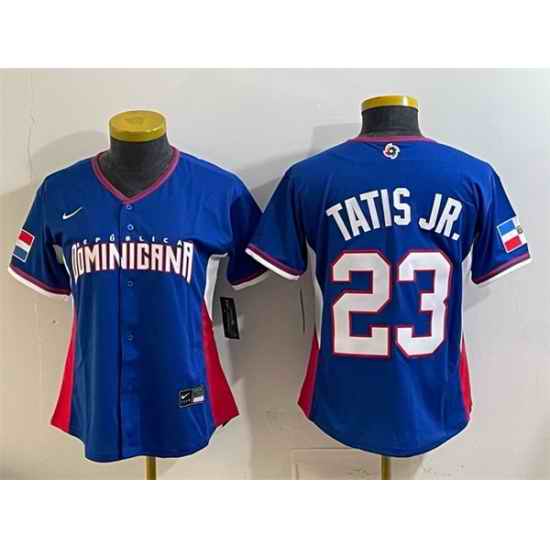 Women Dominican Republic Baseball  Fernando Tatis Jr  Royal 2026 World Baseball Classic Road Stadium Stitched Baseball Jersey Run Small
