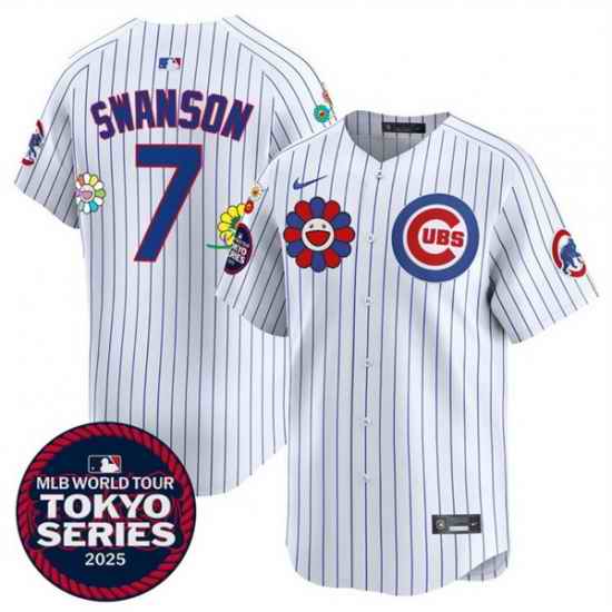Youth Chicago Cubs 7 Dansby Swanson White 2025 Tokyo Series Limited Stitched Baseball Jersey