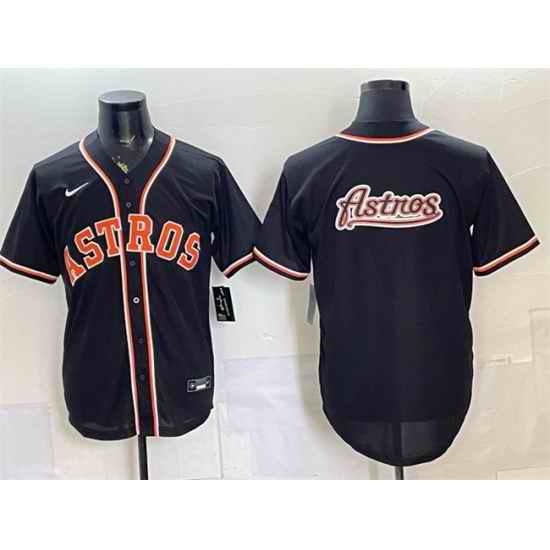 Men Houston Astros Team Big Logo 2026 Fashion Replica Black Out Stitched Baseball Jersey