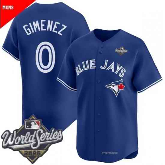 Men Toronto Blue Jays 0 Andres Gimenez Cool Base Stitched Baseball Jersey Blue