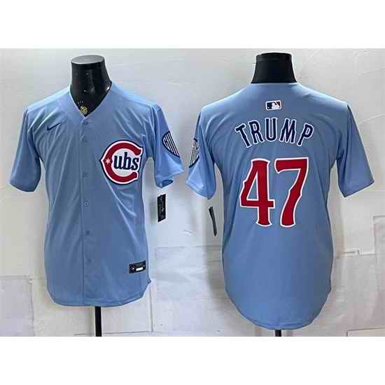 Men Chicago Cubs  47 Trump Blue 2026 2nd Alternate Limited Stitched Baseball Jersey