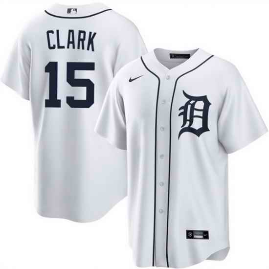 Men Detroit Tigers 15 Max Clark White 2026 Cool Base Stitched Baseball Jersey
