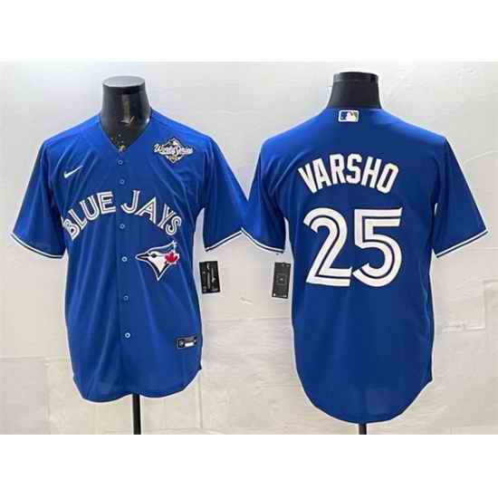 Men Toronto Blue Jays 25 Daulton Varsho Royal 2025 World Series Home Cool Base Stitched Baseball Jersey