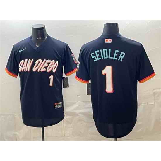 Men San Diego Padres  1 Peter Seidler Obsidian 2026 City Connect Stadium Stitched Baseball Jersey