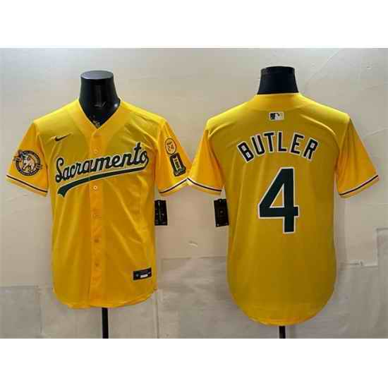 Men Oakland Athletics  4 Lawrence Butler 2026 Yellow Alternate Sacramento Celebrating 125 Years Vapor Limited Stitched Baseball Jersey