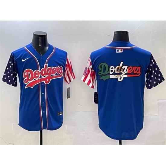 Men Los Angeles Dodgers Team Big Logo Royal Limited Stitched Baseball Jersey