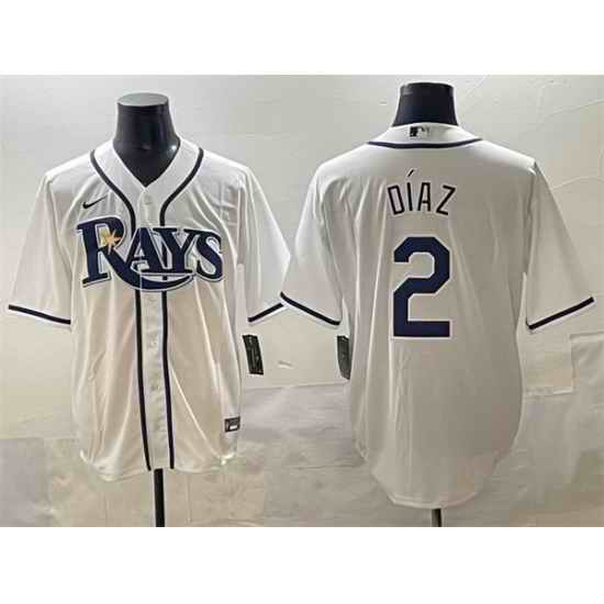 Men Tampa Bay Rays 2 Yandy D EDaz White Cool Base Stitched Baseball Jersey