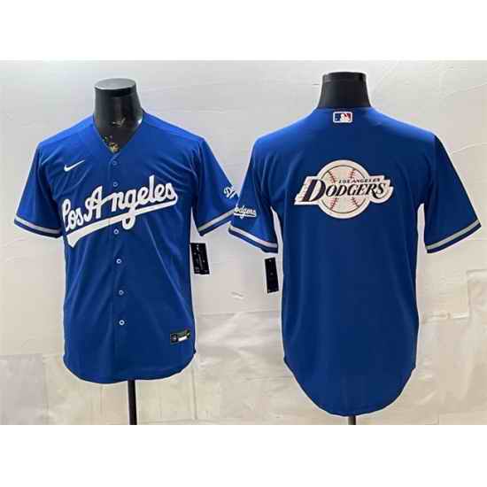 Men Los Angeles Dodgers Team Big Logo Royal Alternate Stadium Stitched Baseball Jerseys 001