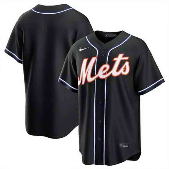 Men New York Mets Blank 2026 Fashion Replica Black Out Stitched Baseball Jersey