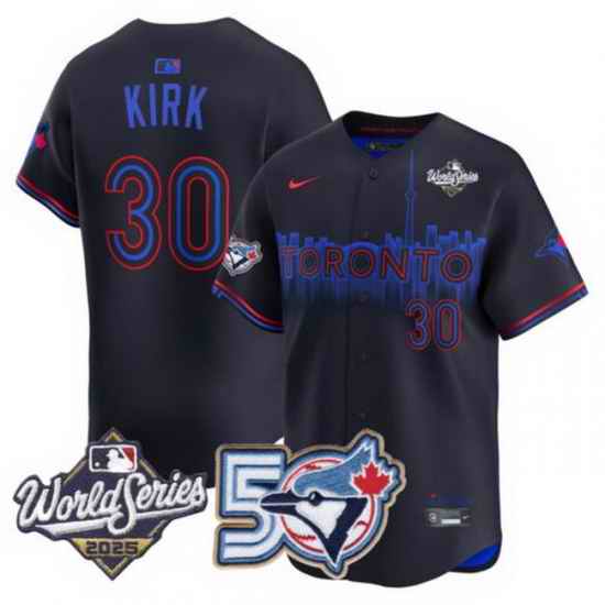 Men Women Youth Blue Jays 50th Patch 2025 World Series City Connect 30 Kirk Stitched Jersey