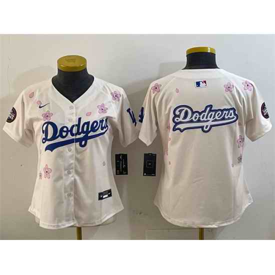 Women Los Angeles Dodgers Team Big Logo Cream 2025 Tokyo Series Limited Stitched Baseball Jersey