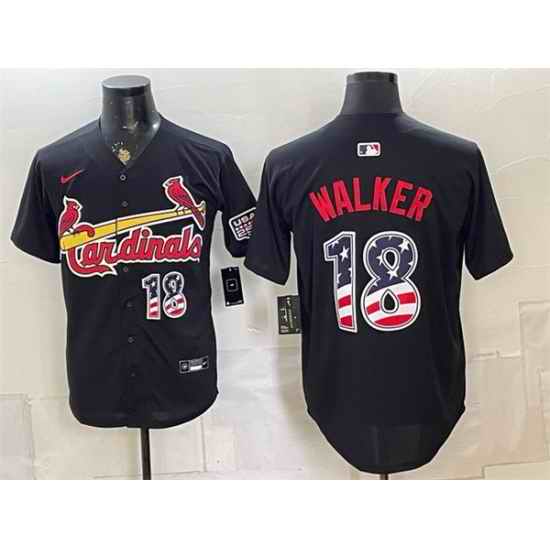 Men St  Louis Cardinals  18 Jordan Walker Black USA 250 Fourth of July Stitched Baseball Jersey