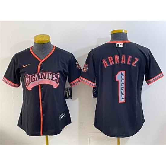 Youth San Francisco Giants 1 Luis Arraez Black 2026 Alternate Stadium Stitched Baseball Jersey