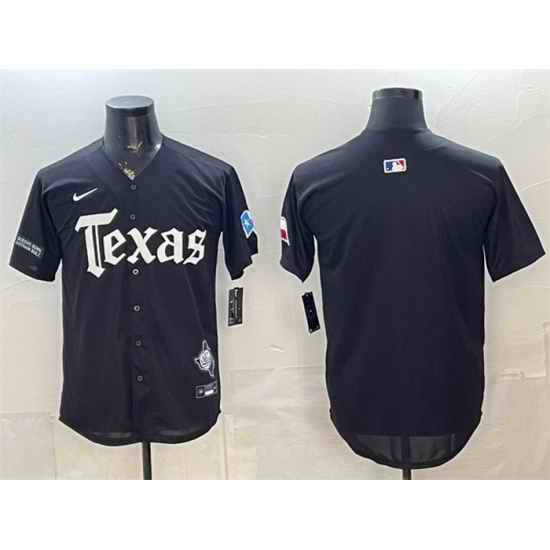 Men Texas Rangers Blank Black Gothic Mexico 2025 Vapor Premier Limited Stitched Baseball Jersey