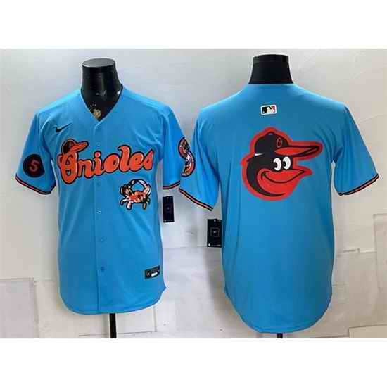 Men Baltimore Orioles Team Big Logo Blue With Patch Vapor Premier Limited Stitched Baseball Jersey