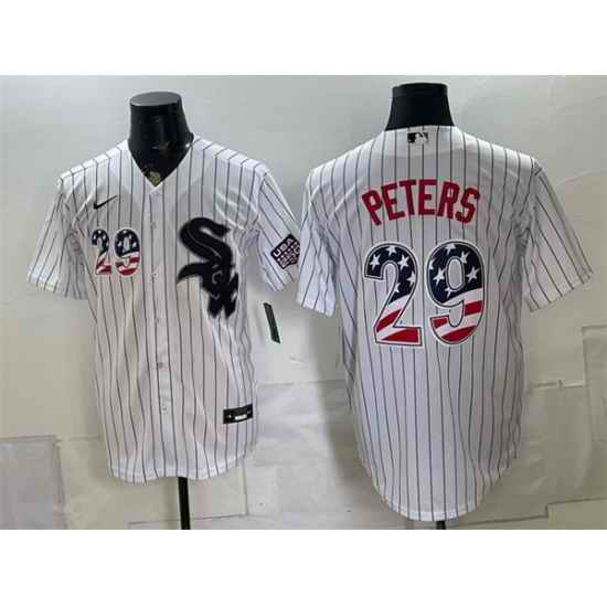 Men Chicago White Sox  29 Tristan Peters White 2026 USA 250 Fourth of July Stitched Baseball Jersey
