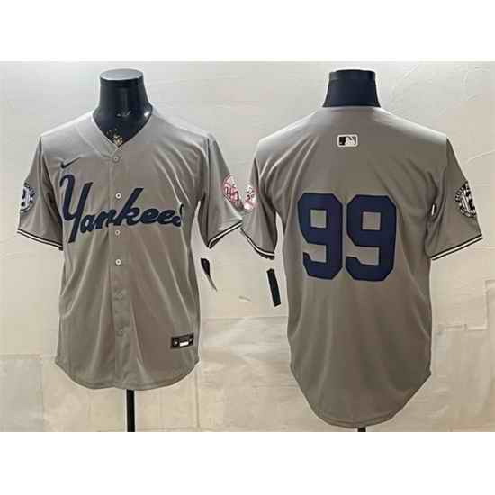 Men New York Yankees  99 Aaron Judge Grey With Patch Limited Stitched Baseball Jersey