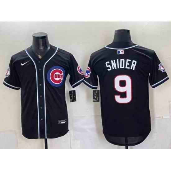 Men Chicago Cubs 9 Snider 150th Anniversary Black Out Style Vapor Premier Limited Stitched Baseball Jersey