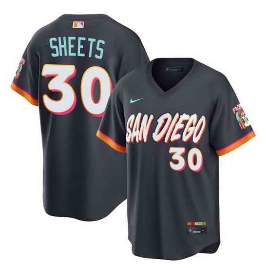 Women San Diego Padres  30 Gavin Sheets Obsidian 2026 City Connect Stadium Stitched Baseball Jersey