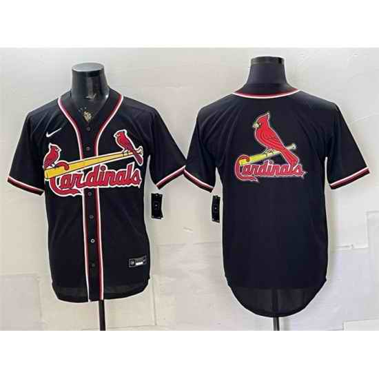 Men St  Louis Cardinals Team Big Logo 2026 Fashion Replica Black Out Stitched Baseball Jersey