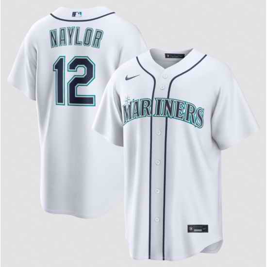 Men Seattle Mariners 12 Josh Naylor White Cool Base Limited Stitched jersey