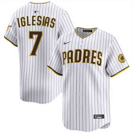 Men San Diego Padres 7 Jose Iglesias White 2024 Home Limited Stitched Baseball Jersey