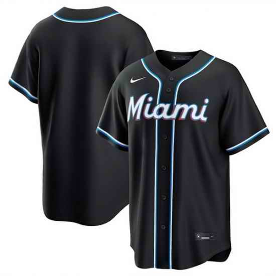 Men Miami Marlins Blank 2026 Fashion Replica Black Out Stitched Baseball Jersey