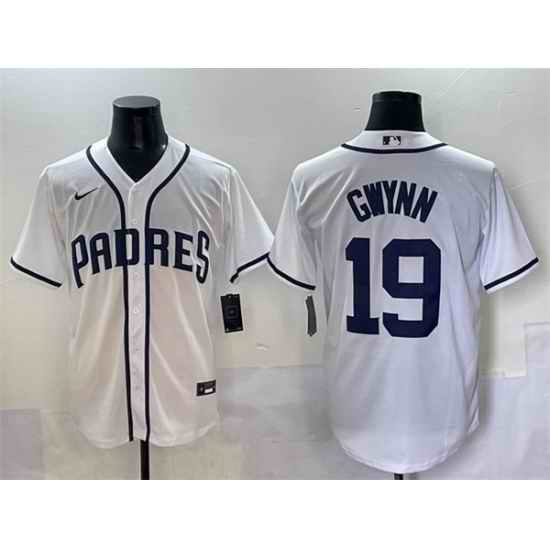 Men San Diego Padres 19 Tony Gwynn White Cool Base Stitched Baseball Jersey