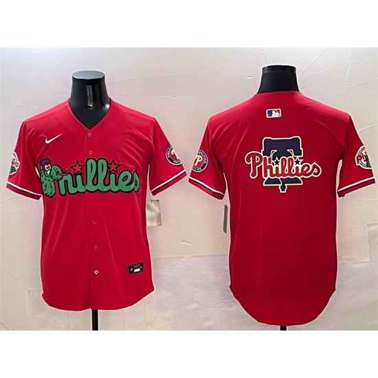 Men Philadelphia Phillies Team Big Logo Red Phanatic Limited Stitched Jersey