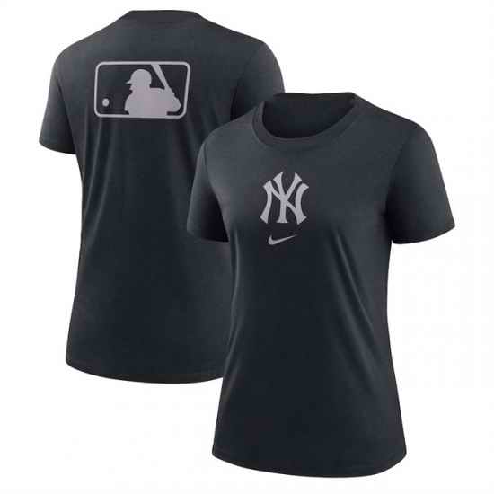 Women New York Yankees Black Early Work Tri Blend Dri FIT T Shirt