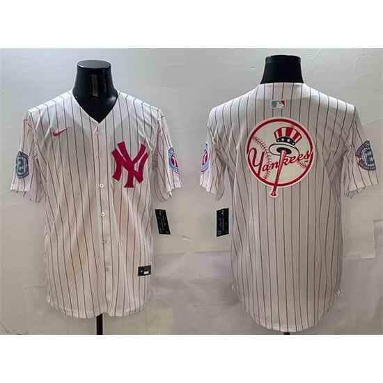 Men New York Yankees Team Big Logo Pink With Patch Limited Stitched Baseball Jersey 001