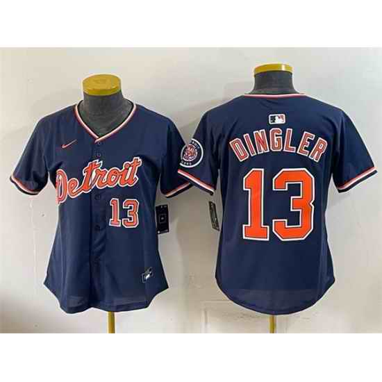Women Detroit Tigers 13 Dillon Dingler Navy 2026 Alternate Vapor Premier Limited Stitched Baseball Jersey