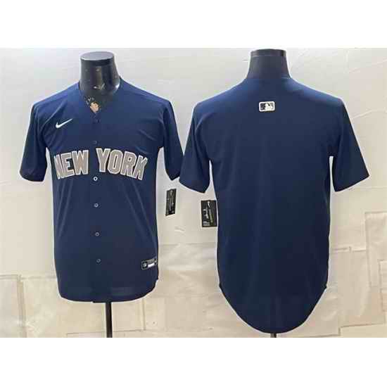 Men New York Yankees Blank Navy Limited Stitched Baseball Jersey