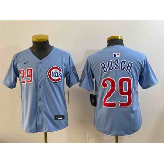 Youth Chicago Cubs 29 Michael Busch Blue Limited Stitched Baseball Jersey