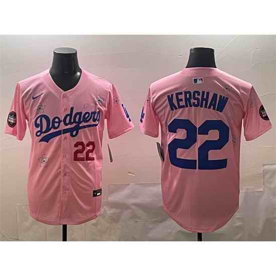 Men Los Angeles Dodgers 22 Clayton Kershaw Pink 2025 Tokyo Series Limited Stitched Baseball Jersey