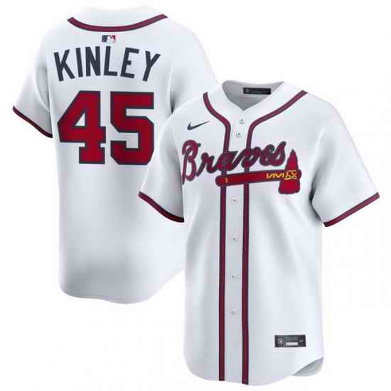 Men Atlanta Braves Nike Alternate Limited Jersey White Kinley Tyler 45