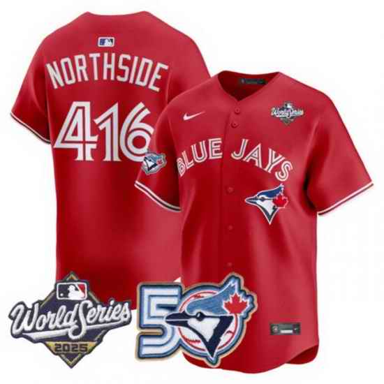 Men Women Youth Blue Jays 50th Patch 2025 World Series Red 416 Northside Stitched Jersey