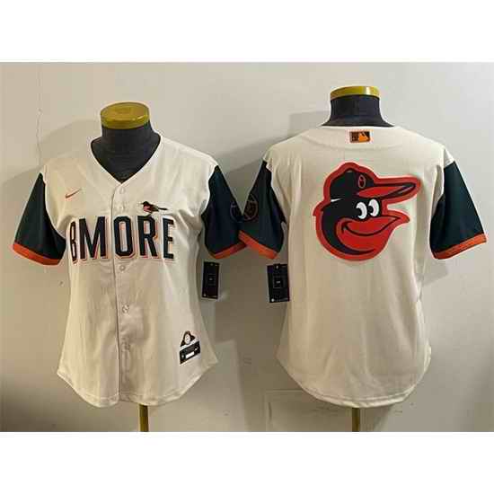 Women Baltimore Orioles Team Big Logo Natural 2026 City Connect Stadium Stitched Baseball Jersey