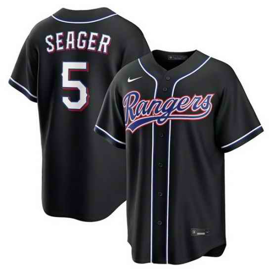 Men Texas Rangers  5 Corey Seager 2026 Fashion Replica Black Out Stitched Baseball Jersey