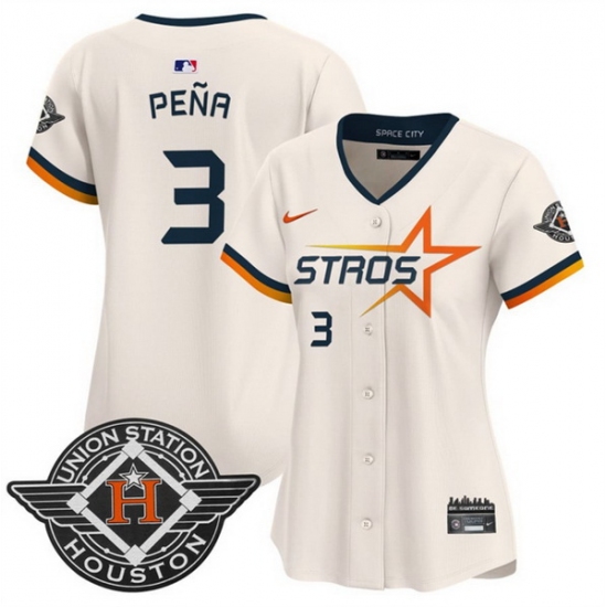 Women Houston Astros 3 Jeremy Pena Cream 2025 City Connect Limited Stitched Baseball Jersey
