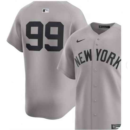 Men New York Yankees Aaron Judge #99 Solid Black Numbers Letters No White Outline Stitched MLB Jersey
