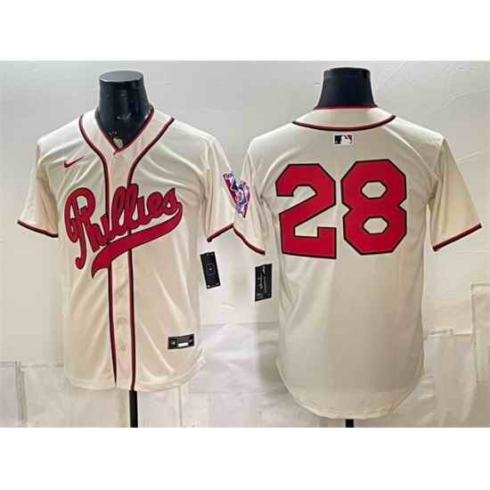 Men Philadelphia Phillies 28 Alec Bohm Cream 2026 Field of Dreams Stadium Stitched Baseball Jersey