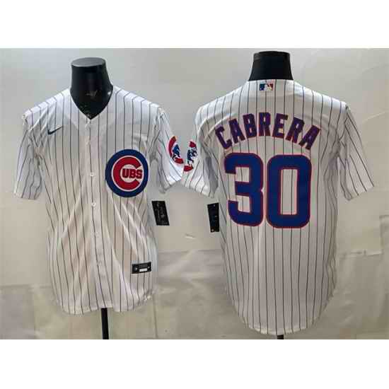 Men Chicago Cubs  30 Edward Cabrera White 2026 Cool Base Stitched Baseball Jersey